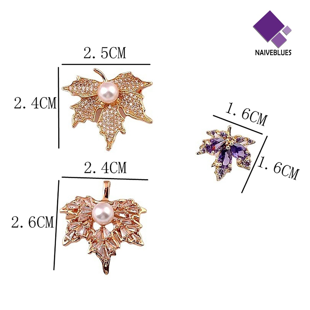 &lt; Naiveblues &gt; Pin Lencana Temperamen Electroplating Berlian Imitasi Bentuk Geometris Dress Up Colorful Cubic Maple Leaf