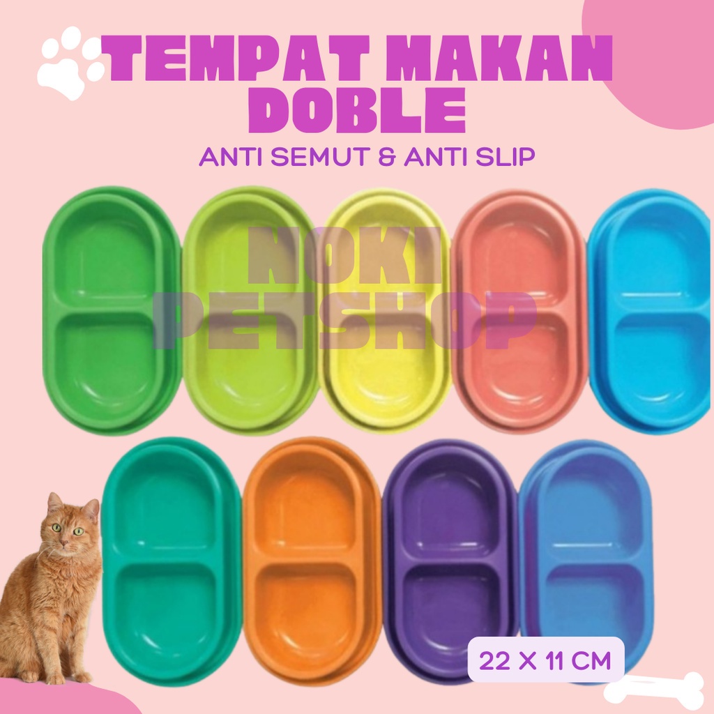 [BISA COD] TEMPAT MAKAN KUCING &amp; ANJING BESAR 2 SPACE TEMPAT MAKAN ANTI SEMUT DOUBLE PET BOWL FOOD BOWL