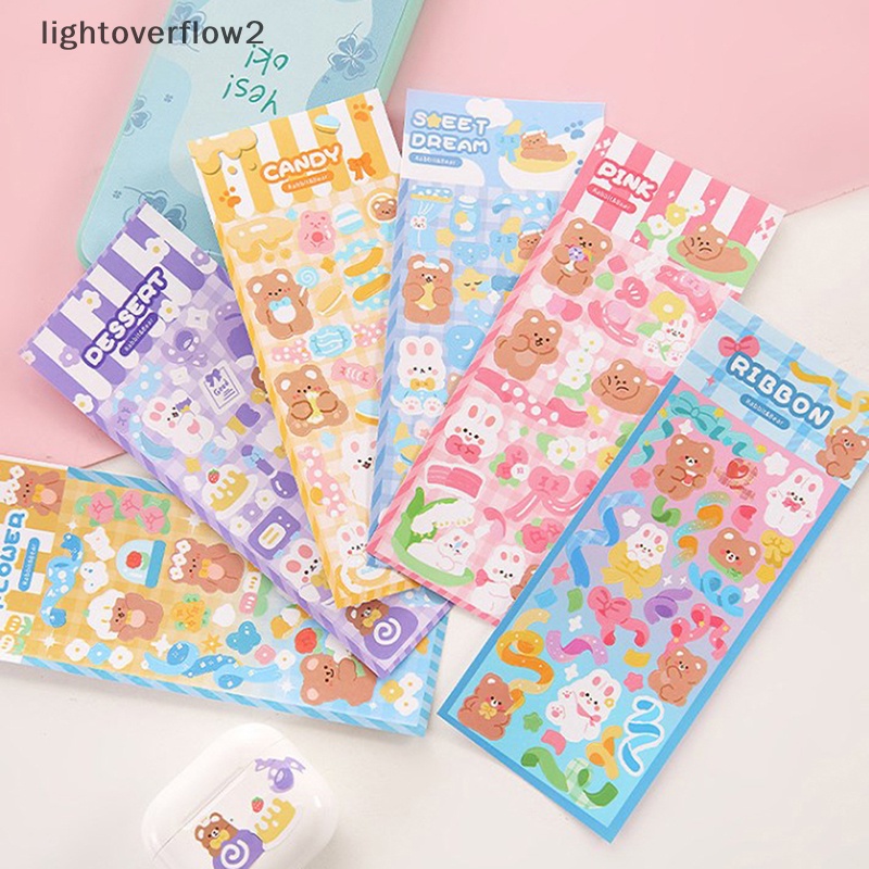 [lightoverflow2] 6lembar Kawaii Cute Shiny Photo Stiker Hias Kartun Dekorasi Jurnal Korea Tangan Akun Alat Tulis Pola Kecil [ID]