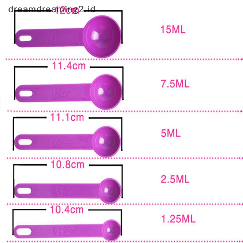 (drea) 5pcs Baking Cooking Tools Sendok Takar Plastik Measuring Ladle with Scale//