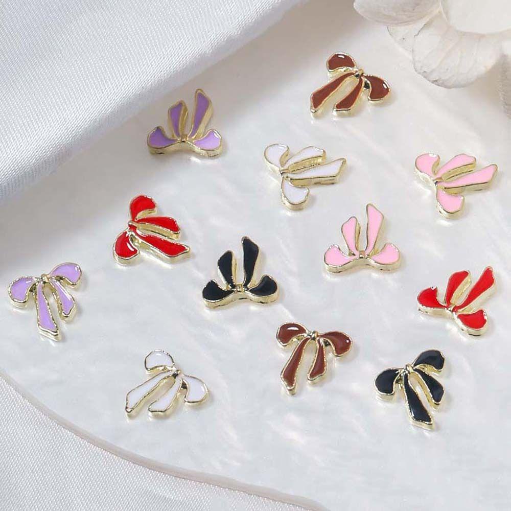 Mxbeauty Bow Nail Rhinestones Wanita Manicure Aksesoris Alloy Busur Kuku Hiasan Nail Jewelry