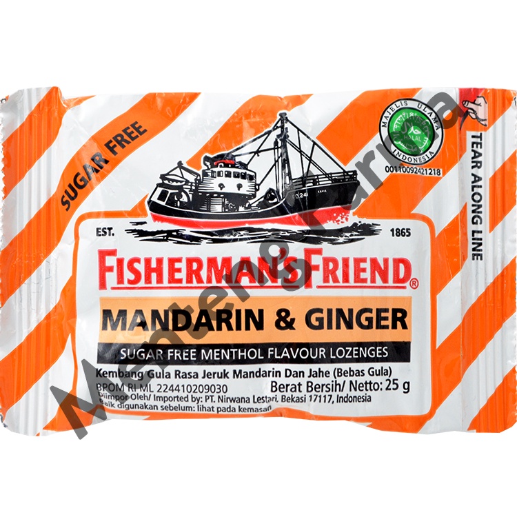 Fisherman's Friend Mandarin &amp; Ginger Sugar Free - Permen Pereda Tenggorokan