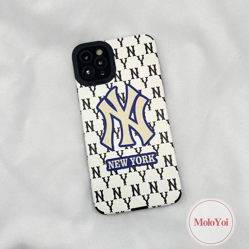IPHONE Stiker Tekstur Kulit Mewah Shockproof Case Kompatibel Untuk Iphone7 8 Plus XR X XS Max 7Plus 11 14 12 13 Pro Max Eropa Dan Amerika Trendi Merek NEW YORK Telepon Soft Cover