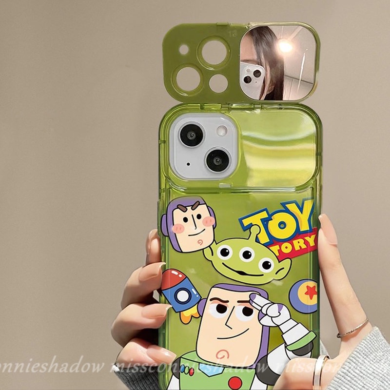 Flip Make Up Mirror Case Untuk VIVO Y12i Y15 Y17 Y12 Y12S Y12A Y11 Y20 Y20s Y20i Y91C Y20A Y20s G Y11s Y30G Y20G Y1S Toy Story Buzz Lightyear Kartun Strawberry Bear Manyo Cover