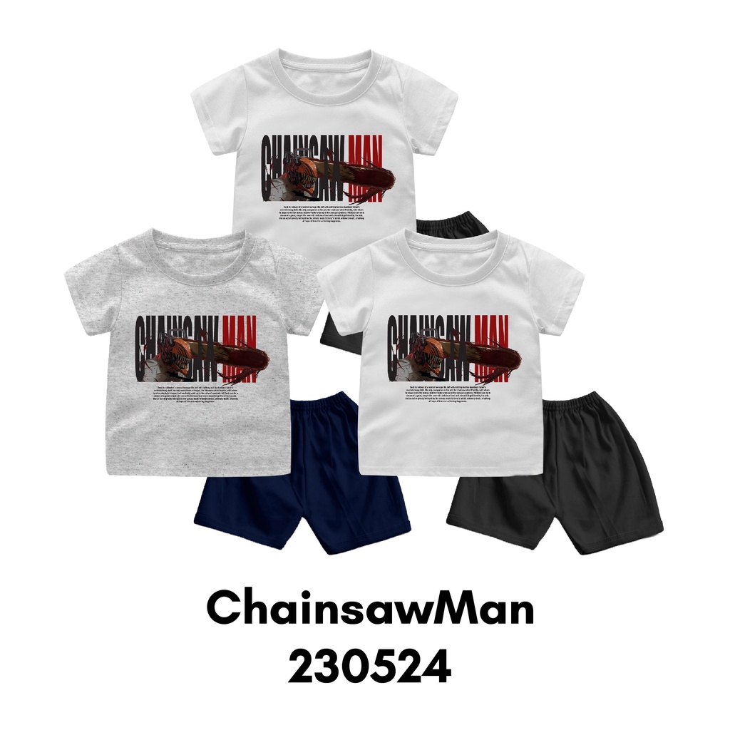 Baju Setelan Bayi &amp; Anak Anime ChainsawMan Series Usia 6 Bulan Sampai 8 Tahun Bahan Katun 30s Premium