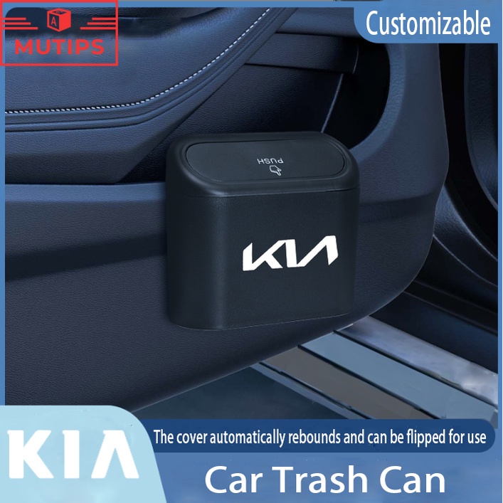 Kia Tempat Sampah Mini Portable Mobil Gantung Tutup Flip Dustbin Back Seat Waterproof ABS Storage Box Organizer Untuk Sorento Rio Picanto Seltos Sonet Sportage Carens Grand Carnival Sedona