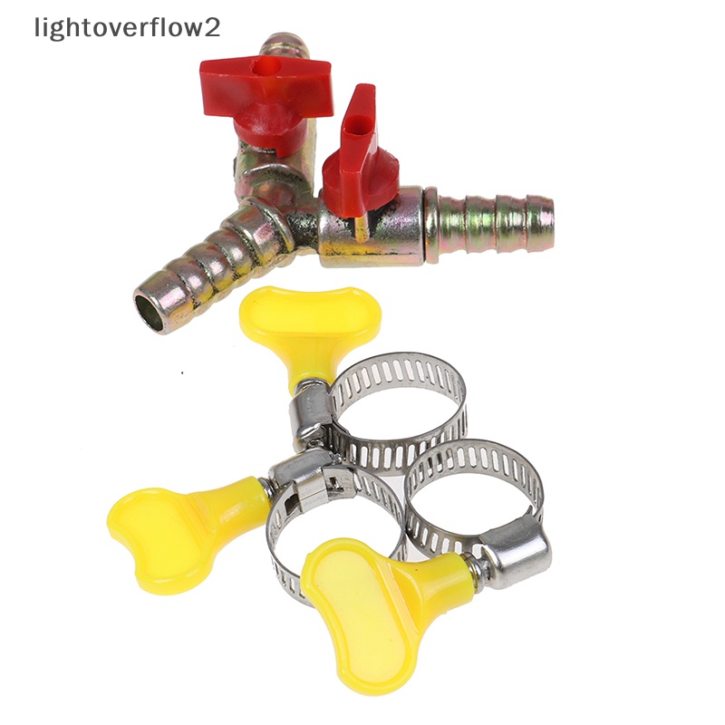 [lightoverflow2] Ball Valve Shut Off Y Tipe 3arah Dengan Klem Fitg Selang Barb Fuel Gas 8MM [ID]