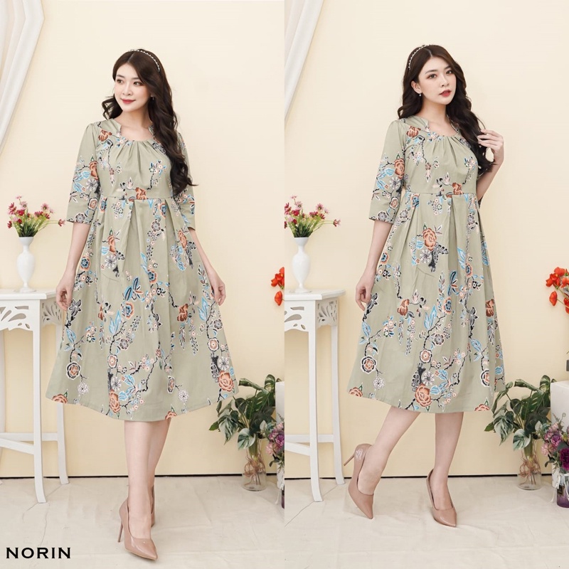 Evercloth Norin Dress Batik Modern Wanita Gaun Terusan Jumbo