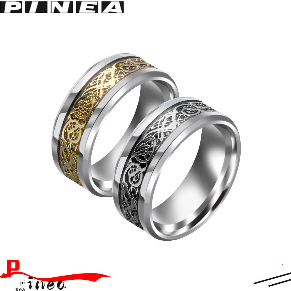 Nanas Pria Cincin Wanita Perak Emas Pesta Pernikahan Lebar 8mm Titanium