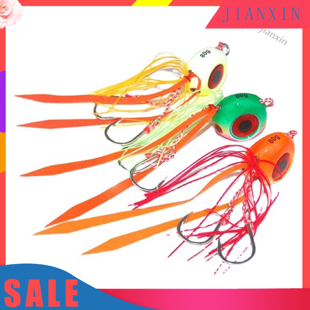 [Jianxin] 60/80/100g Umpan Pancing Bercahaya Menggoda Kait Tajam Anti-Melarikan Diri Angling Plat Besi Engkol Lambat Umpan Jalan Memancing Luar Ruangan