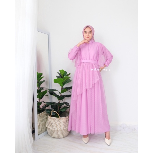 Sevara Maxi Dress tile dotty/ dress busui/gamis pesta/ dress lebaran/ gamis kondangan/ busui friendl