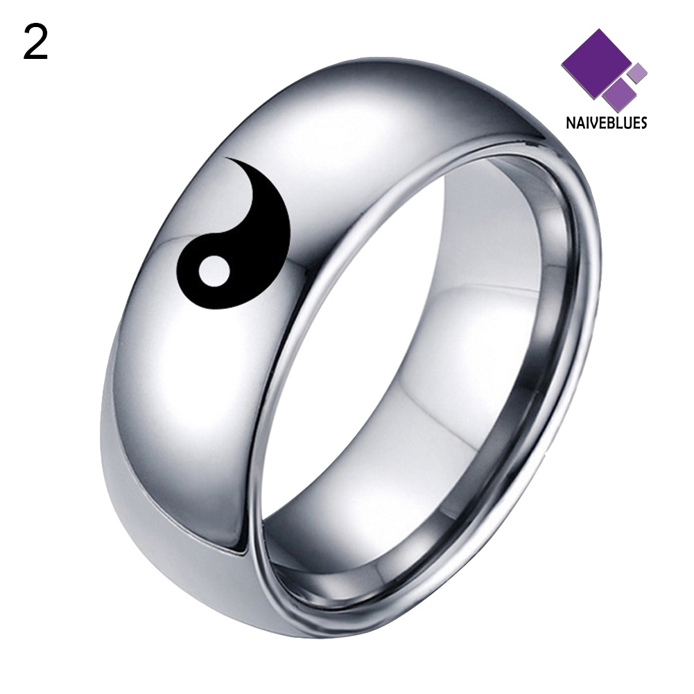 < Naiveblues > Pria Wanita Yin Yang Sign Band Fashion Pasangan Kekasih Baja Titanium