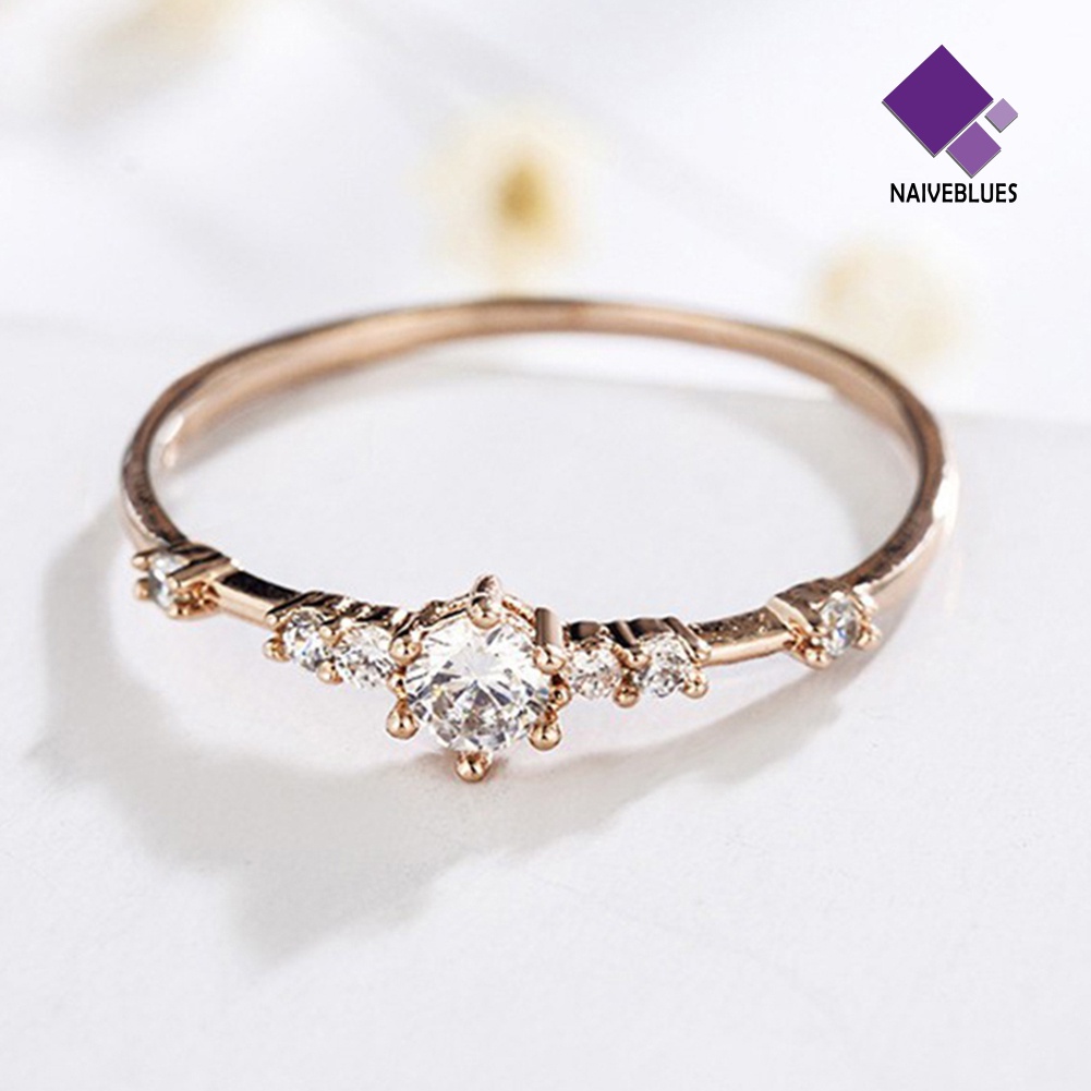 &lt; Naiveblues &gt; Wanita Fashion Plating Berlian Imitasi Bertatahkan Jari Cincin Pesta Perhiasan Hadiah
