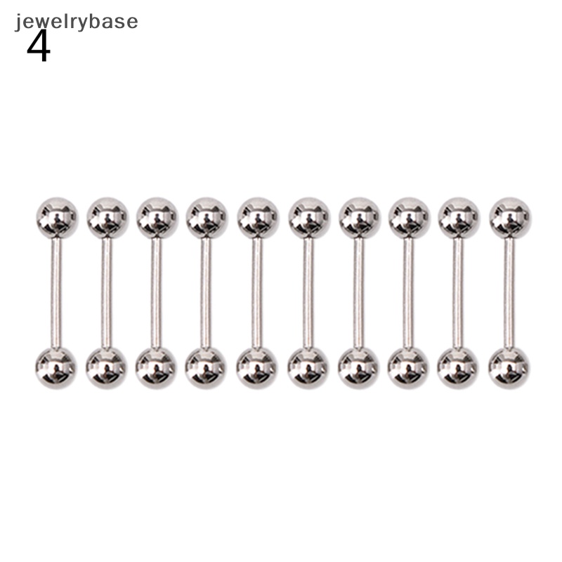 [jewelrybase] 10 Pcs Stainless steel Bola Lidah Pusar Nipple Barbel Rings Bar Body Boutique