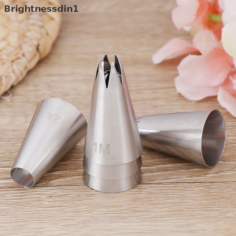 [Brightnessdin1] 5pcs Stainless Steel Icing Piping Pastry Nozzle Cupcake Cream Membuat Set Butik