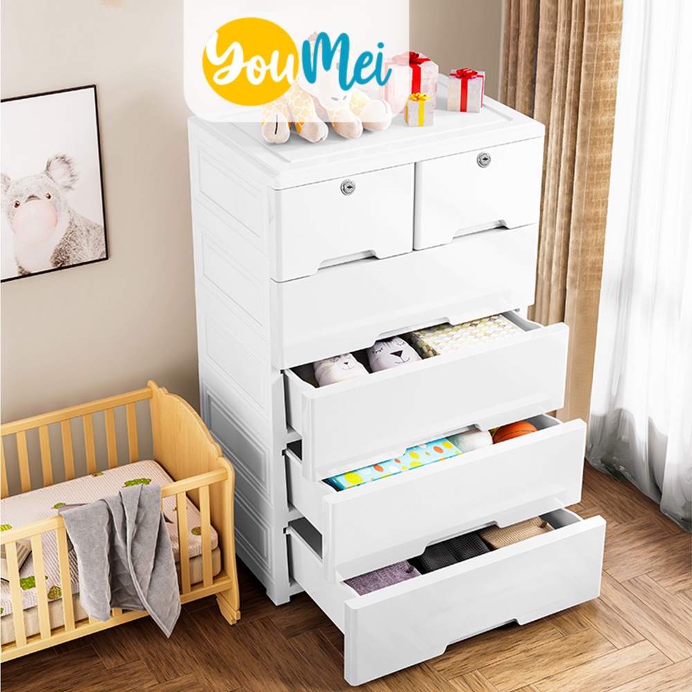 [GARANSI LIMA TAHUN] Lemari Plastik Pakaian Dewasa Anak Jumbo / Laci Susun - Minimalis Safety Lock Serbaguna 3 4 5 6 7 Susun / Tingkat Kabinet Drawer Storage - 1290