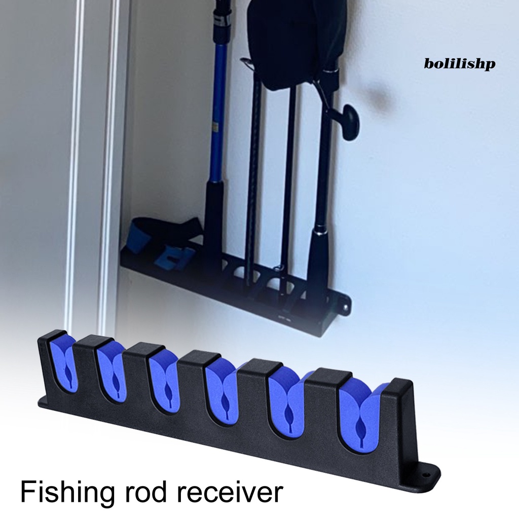 Bo-fishing Rod Holder High-strength Strong Load Bearing Kokoh 6batang Bahan Plastik ABS Yang Dipasang Di Dinding Tipe Vertikal Pancing Organizer Untuk Indoor