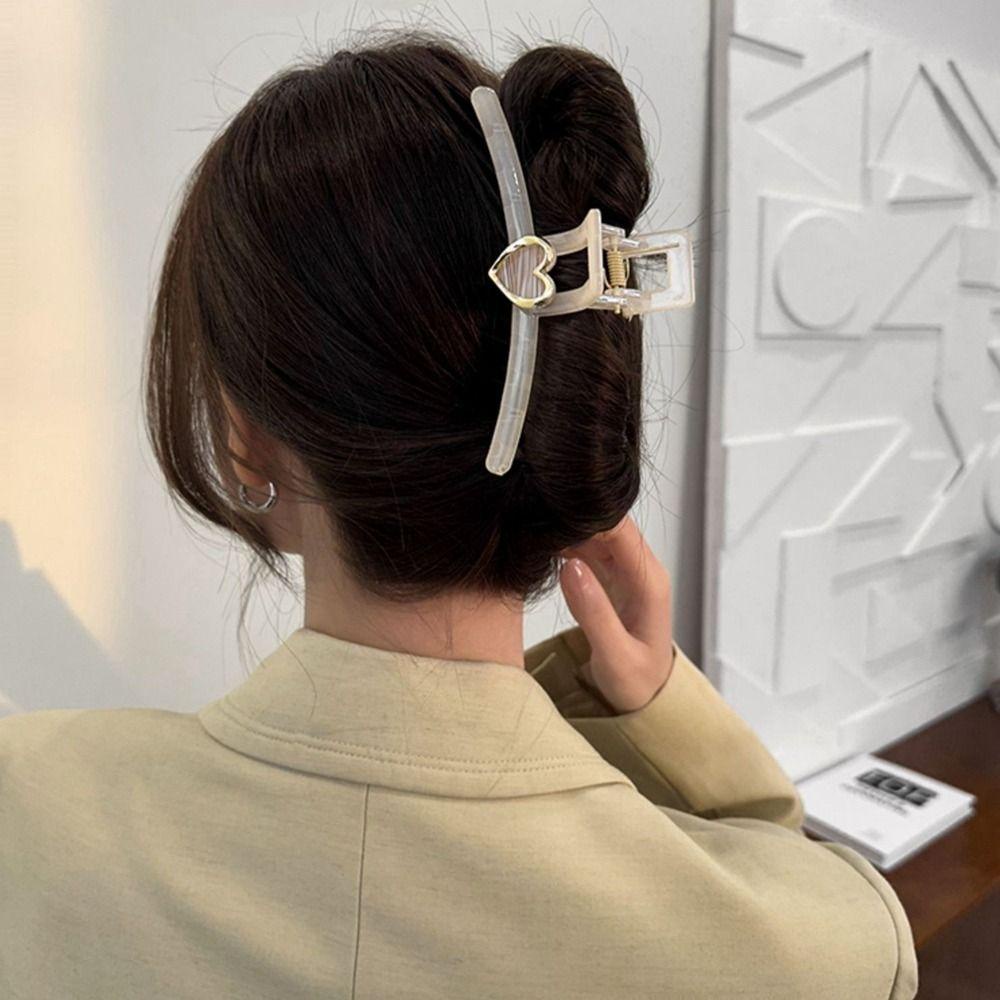 Needway Heart Hair Clip Cute Sweet Shark Clip Bentuk Geometris Besar Ambil Klip Gadis Perempuan Aksesoris Rambut