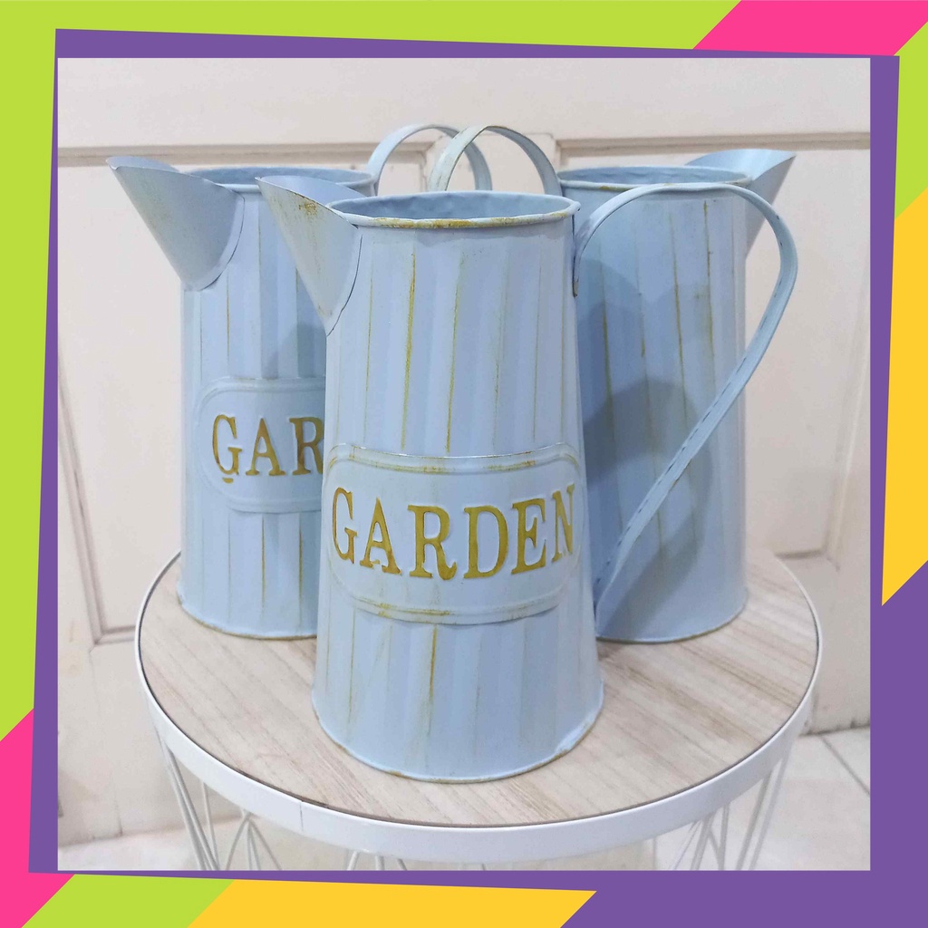 1867 / Pot bunga teko kaleng dekorasi / Vas bunga hias tanaman artificial