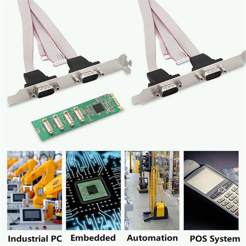 Bt M.2 M-Key to 4x RS232 COMM Serial Port M-Key Adaptor DB9 Kartu Ekspanding