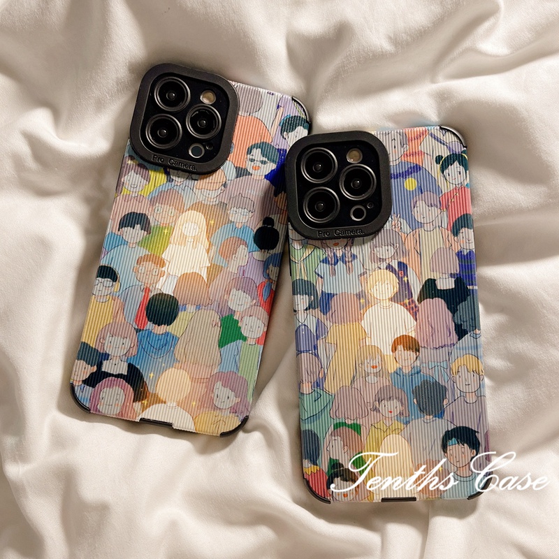 IPHONE Kompatibel Untuk Iphone14 13 12 11 Pro Max X XR Xs Max7 8 6 6s Plus SE 2020 2023 Motif Anak Laki-Laki Dan Perempuan Bercahaya Dalam Gaya Pasangan Crowd Phone Case Back Cover