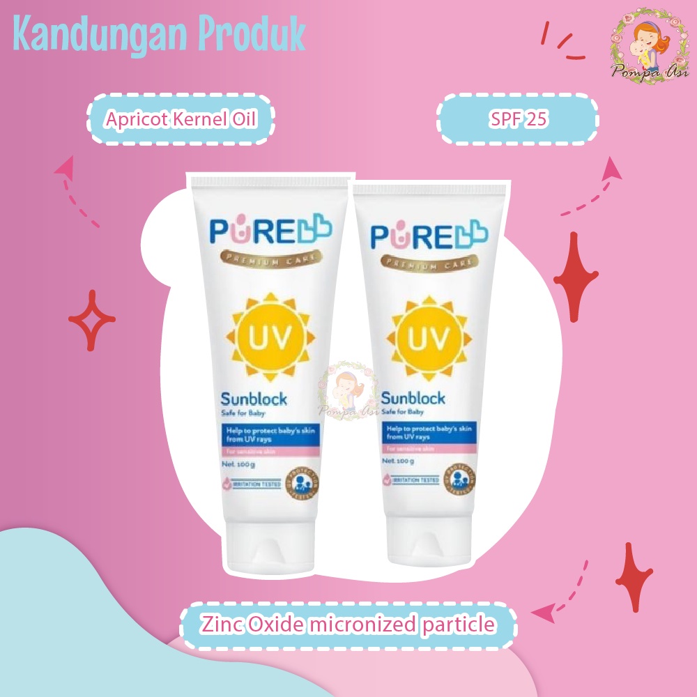 Pure Baby Sunblock Tabir Surya Bayi Skincare Sunscreen Perlengkapan New Born Sun Protection  By Mallpompaasi