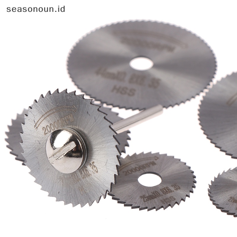 Seasonoun 7Pcs Cutg Discs Mandrel HSS Rotary Circular Saw Blades Alat Cutoff Set.