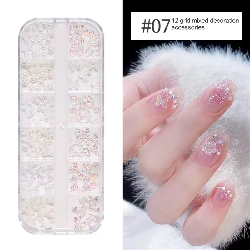 Sa Nail Art Payet Mutiara Rhinestones Perhiasan Kuku Mewah Crystal Manicure Set