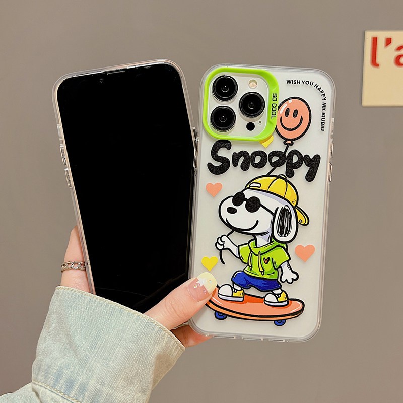 So Cool Skate Snoopy Skin Feel Soft Case HP iP iPhone 12 13 14 Pro Max 11 FTD Casing Apple