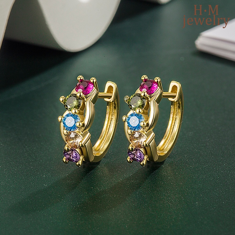 S925 Warna Perak Aaa Zirkon Anting Sederhana Kecil Indah Anting-Anting