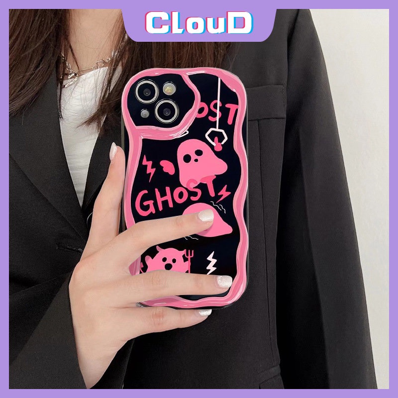 IPHONE Ins Smile Art Letter Case Kompatibel Untuk Iphone11 14 13 12 Pro Max7 6s 8 6 Plus X XR XS Max SE 2020 7plus Fashion 3D Wavy Curved Edge Shockproof Airbag Glossy Lembut Tpu Cover