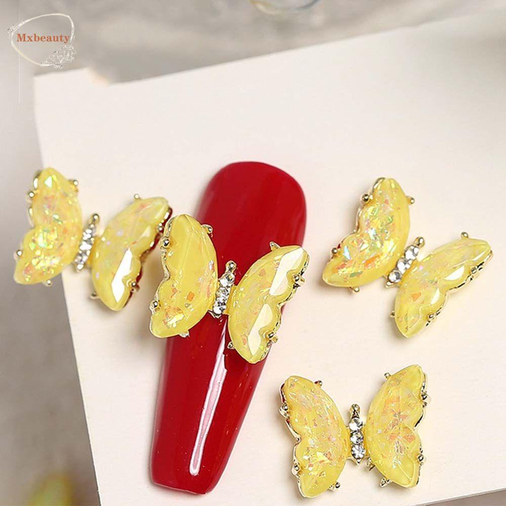 Mxbeauty Kupu-Kupu Kuku Berlian Imitasi Lucu DIY Aurora Warna Manicure Nail Aksesoris Kristal Nail Art Perhiasan