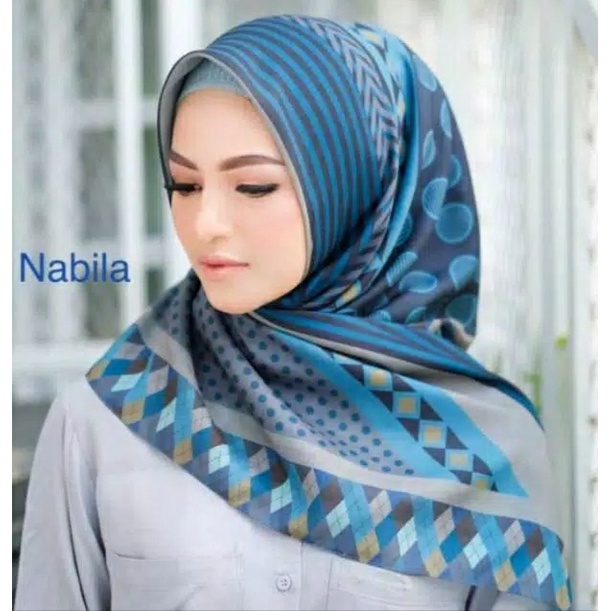 Karimake Hijab / Kerudung Segi Empat Voal Premium Printing Motif Abstract Aura Laser Cut 110 x 110