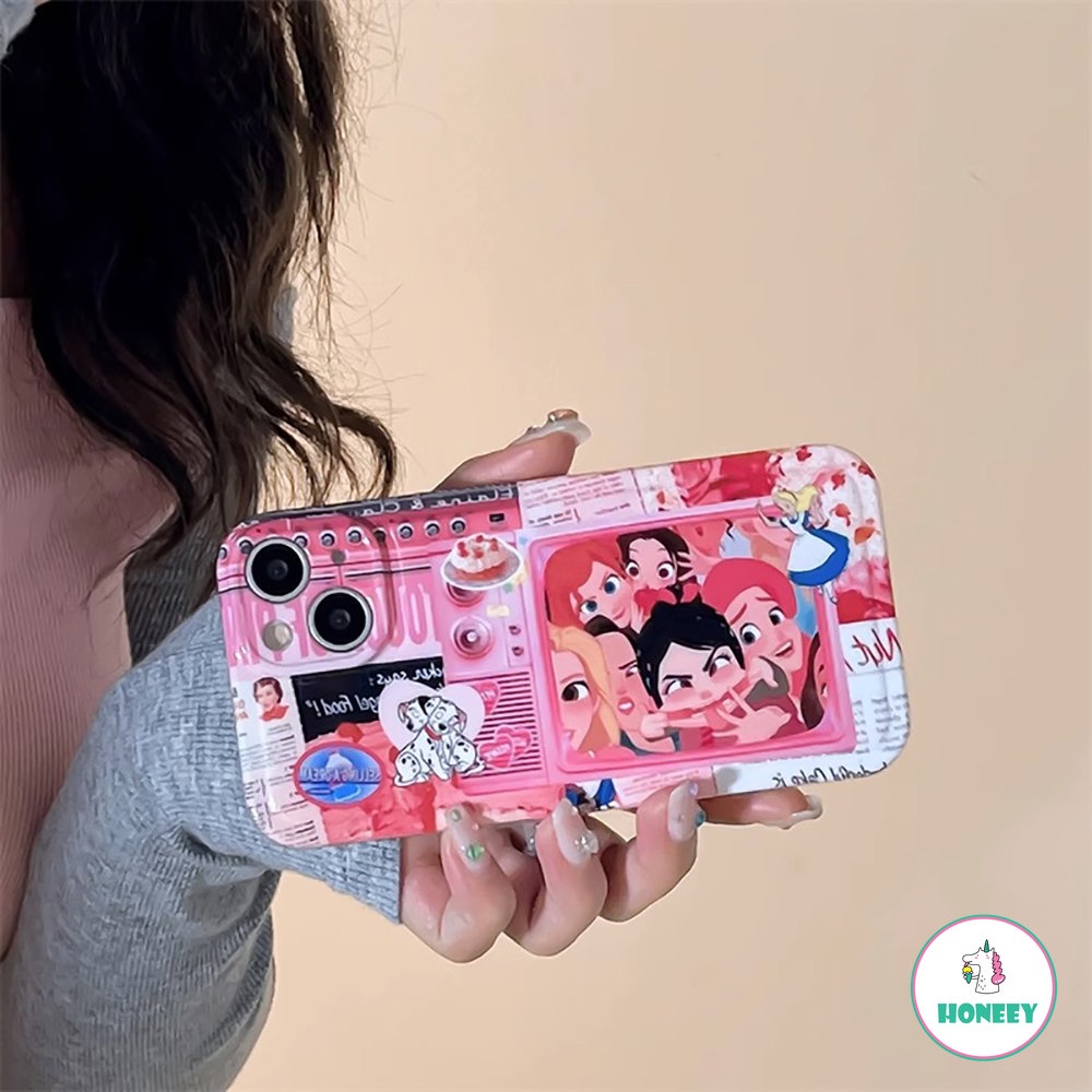 IPHONE Kartun Amerika Graffiti Lucu Pink Princess Phone Case Kompatibel Untuk Iphone14 13 12 11 Pro Max Gadis Manis Keren Ponsel Penutup Belakang