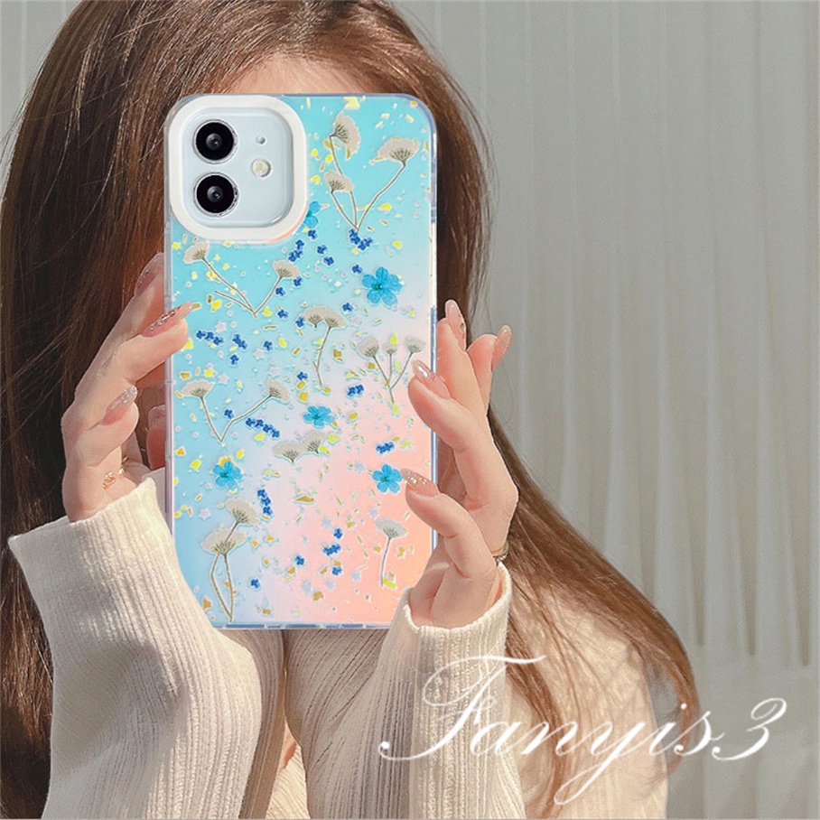 Compatible For IPhone 14 13 12 11 Pro Max X XR Xs Max 8 7 Plus SE 2020 Kompatibel Untuk Layar Penuh Dandelion IMD Laser Gradiasi Ponsel Case TPU Lembut Shockproof Cover Pelindung