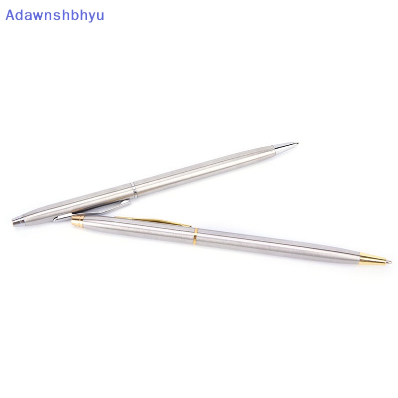 Adhyu 1pc Bolpoin Metal Alat Tulis Stainless Steel Rod Rotag Pen Ballpen ID