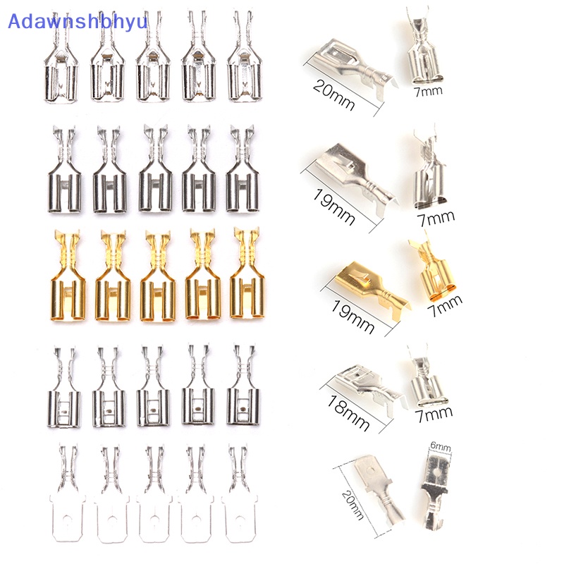 Adhyu 50PCS 6.3 Crimp Terminal Konektor Spade Pria Wanita Terminal Crimping ID