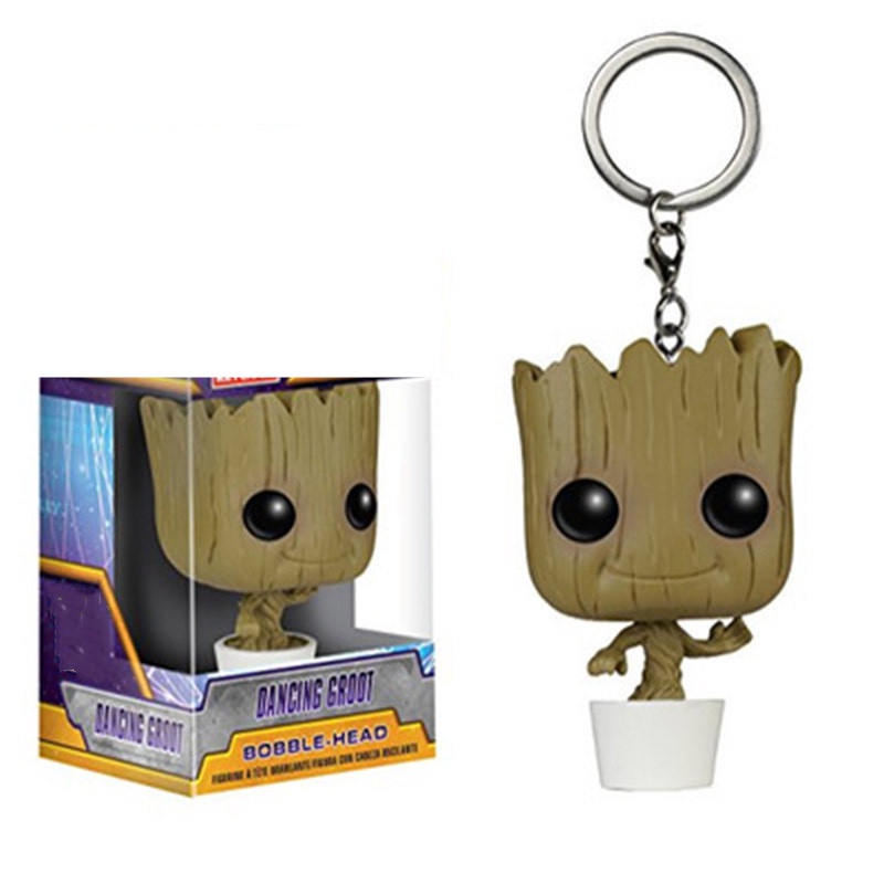 Film Anime Guardians of the Galaxy Roket Gantungan Kunci Avengers Star-Lord Groot Rakun Action Figure Koleksi Model Mainan Untuk Anak