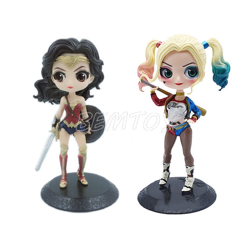 Anime Superheroes Wonder Woman Figurine Harley Quinn PVC Action Figure Mainan Model Koleksi Untuk Anak Perempuan