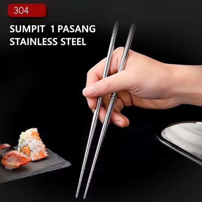 Sumpit Stainless Steel 304 / Stainless Chopstick Alat Makan Mie