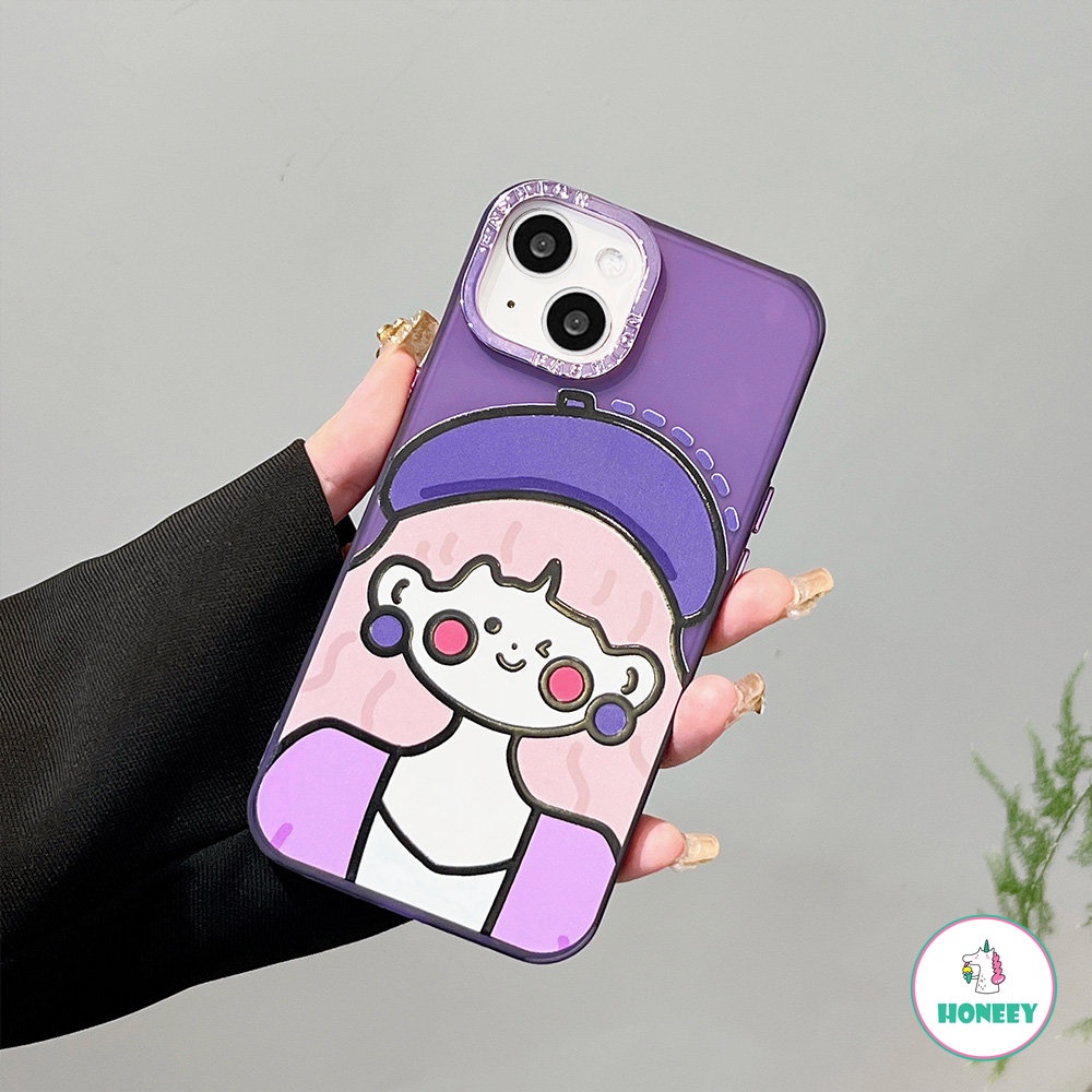 Case Pelindung Lensa Fashion Berlapis Kompatibel Untuk iPhone 11 Pro Max12 13 14 Pro Max XR XS 7 8 Plus Gadis Lucu Blush Anti-Shock Lembut Sarung Hp