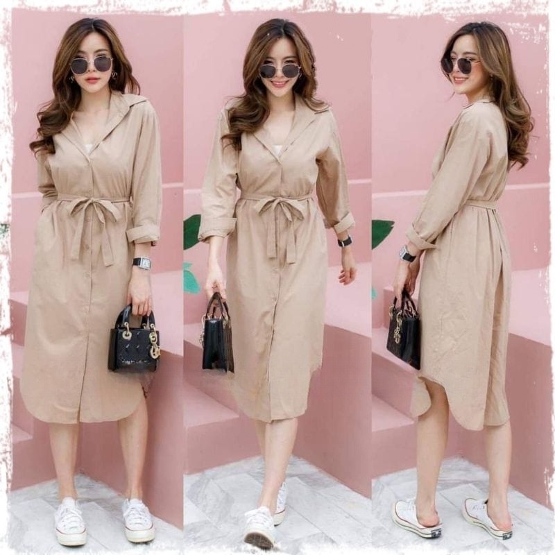 BEFAST - ZSO OOTD WANITA DRESS MOYA / Dress Casual Anastasia / Fashion Wanita Formal / Dress Wanita Casual / Pakaian Kekinian Remaja ABG / Dress Maxy Polos Lengan Panjang / OOTD Ala Wanita Korean Style