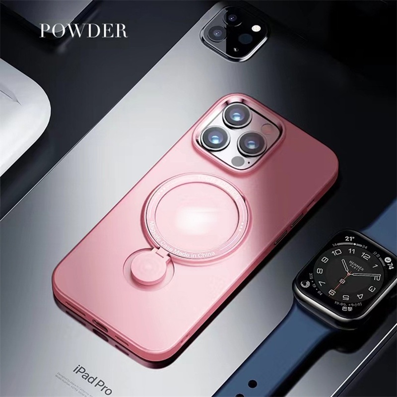 IPHONE Stand Casing Ponsel Hisap Magnetik Cocok Untuk Iphone11 12 13 14 Pro Max14 plus Casing Anti Jatuh Hard case Magsafe Wireless charging scrub Matte waterproof