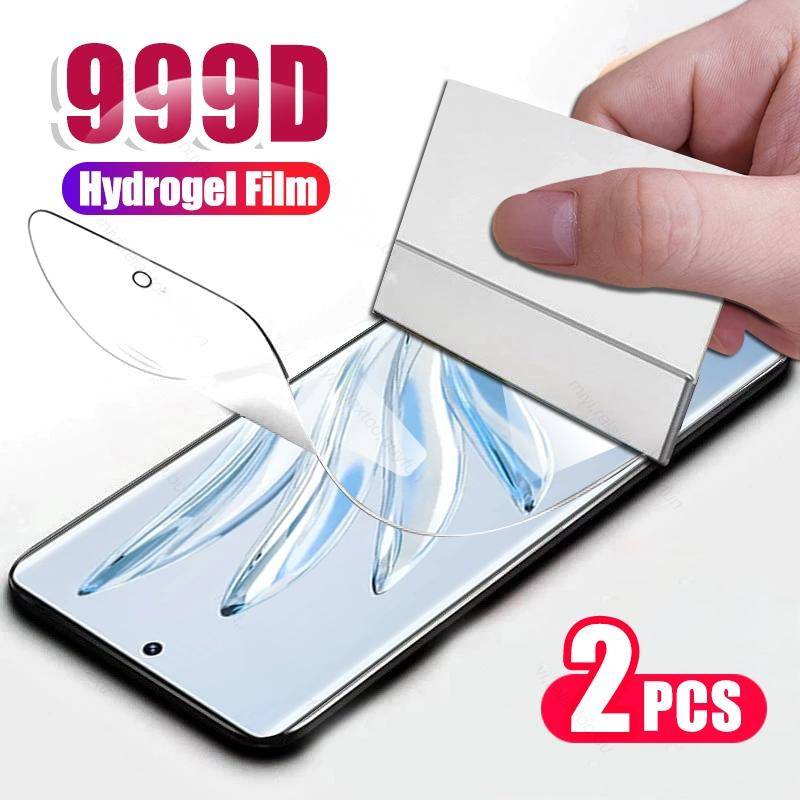 2pcs 999D Curved Soft Clear Hydrogel Film Untuk Huawei Honor Play40 30 20 Plus 3 3e 8a 6c Pelindung Layar Anti Cahaya Biru Untuk Honor Play 7T 6T 5T Pro Youth Bukan Kaca