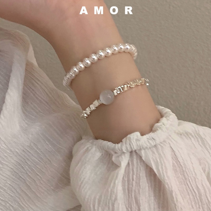 Mutiara Silver Bead Set Gelang Wanita Mewah