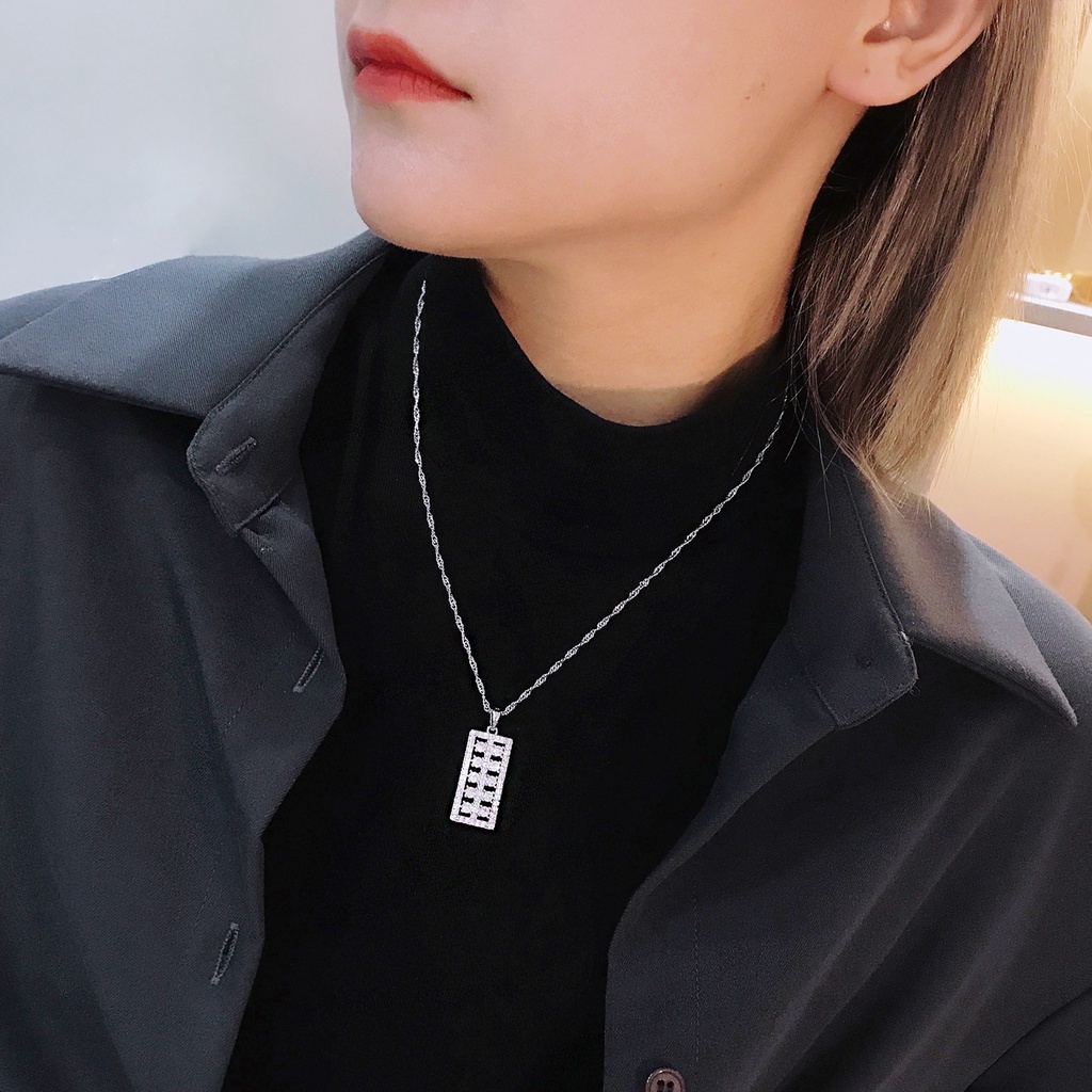 Goldkingdom Fashion Perhiasan Aksesoris Ready Stock Berlian Penuh Beruntung Sempoa Liontin Sweater Kalung Kepribadian Perempuan Hiasan Leher