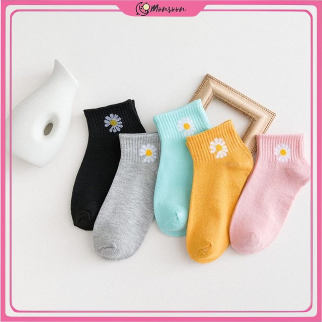 MONSOON - D2022 Ankle Sock / Kaos Kaki Semata Kaki / Kaos Kaki Motif Bunga Daisy K5051 / Kaos Kaki Pendek Wanita / Kaos Kaki Korea
