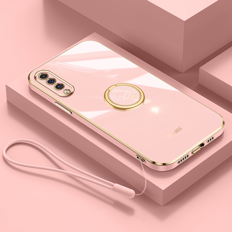 Andyh Casing Ponsel Silikon Ultra Tipis Untuk Samsung Galaxy A50 A50S A30S A70 A70S Deluxe Fall Protection Gold Band Dengan Jam Cincin Dan Lanyard Gratis