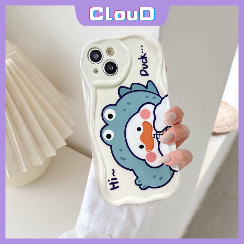 Case Kartun Pasangan Untuk Samsung A04 A12 A14 A03 A30 A51 A32 A11 A52 A13 A23 A03s A20s A10s A24 A21s A50 A20 A02s A30s A04s 3D Wavy Curved Edge Glossy Lembut Lucu Milk Tea Duck Case