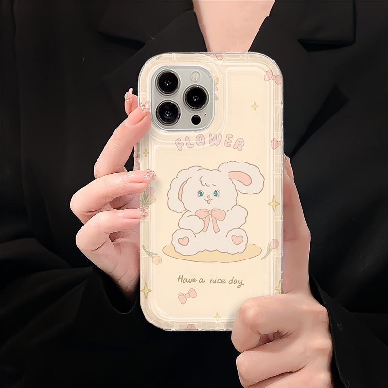 IPHONE Kelinci Lucu Soft Phone Case Kompatibel Untuk Iphone14 13 11 12 Pro XS Max X Xr7 +8 Plus Casing TPU Silikon Shockproof Cover